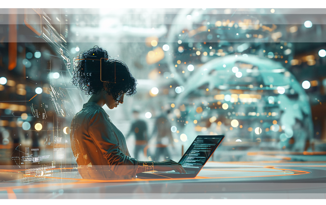 Image décoratitive une femme utilisant un ordinateur portable